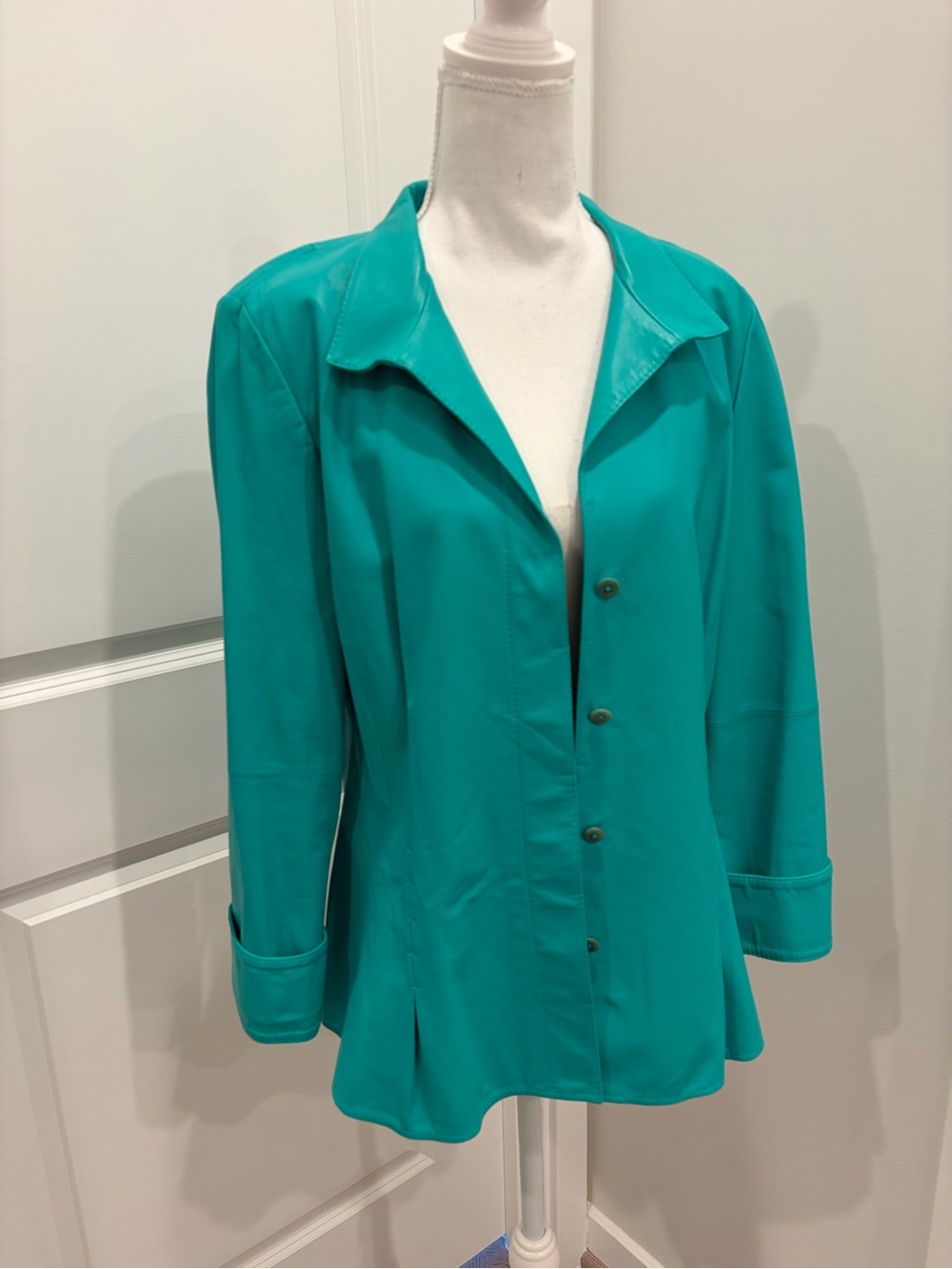 Lafayette 148 New York Teal Button-Front Blouse
